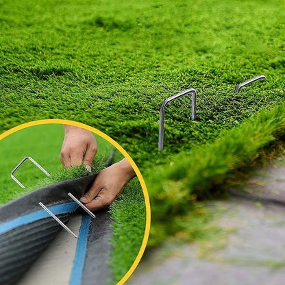 Landscape Staples Galvanized Garden Stakes,4 inch 50 Pack 12 Gauge Heavy Duty Garden Pins for Fences, Lawns, Weed Barriers and Landscape Fabrics, Irrigation Hose,Yard Lawn, Landscape Fabric