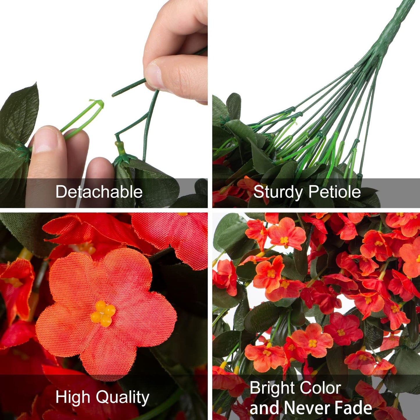Artificial Fake Fall Hanging Flowers Plants for Outdoor Outside, 2PCS Faux Silk Orange Daisy Mums Trailing Vines UV Resistant Realistic Orchid for Autumn Front Door Porch Planter Patio Garden