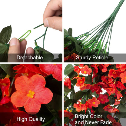 Artificial Fake Fall Hanging Flowers Plants for Outdoor Outside, 2PCS Faux Silk Orange Daisy Mums Trailing Vines UV Resistant Realistic Orchid for Autumn Front Door Porch Planter Patio Garden