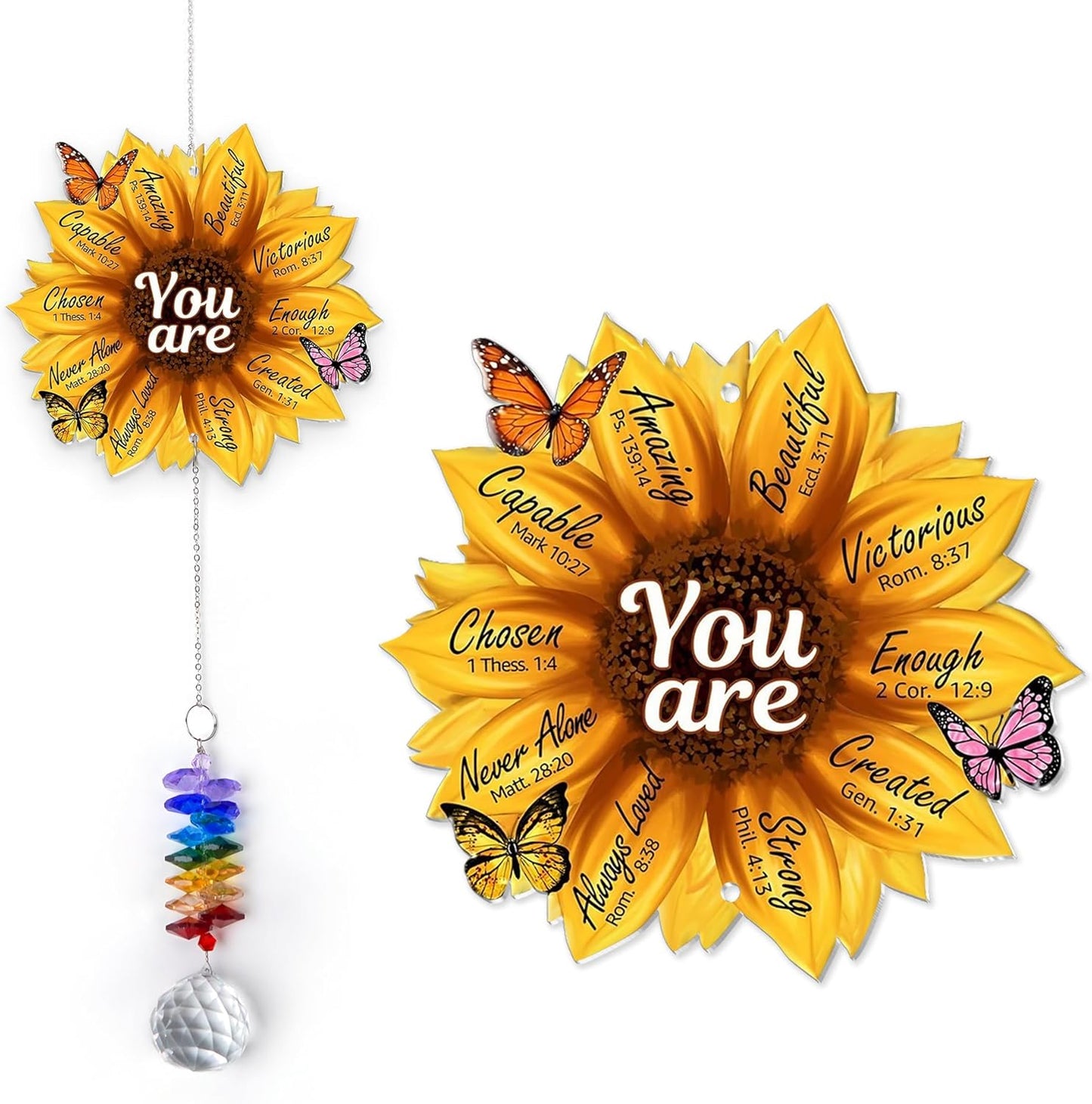 1 Layered Ornament Suncatcher - Sunflower Ornament - Unique Keepsake - Appreciation Presents - Inspirational Gifts for Her, Him - Religious Encouragement Gift for Women - Home Garden Decor