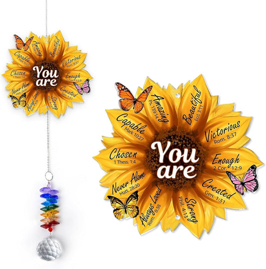 1 Layered Ornament Suncatcher - Sunflower Ornament - Unique Keepsake - Appreciation Presents - Inspirational Gifts for Her, Him - Religious Encouragement Gift for Women - Home Garden Decor