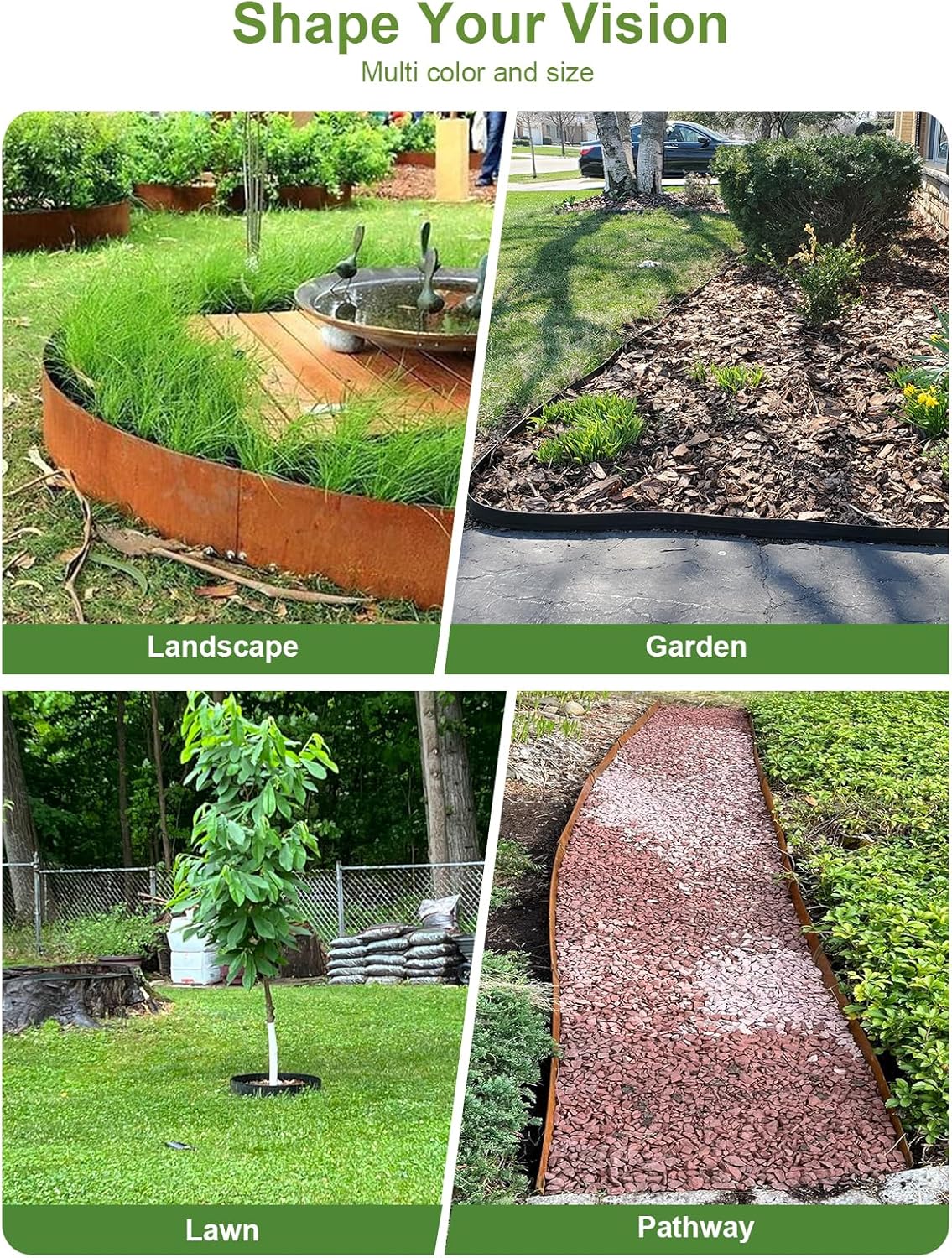 Landscape Edging Border, 40" L x 8" H 6Pack 20FT Total Black Galvanized Steel Garden Edging,Easy Installation,Sturdy Elegant Metal Lawn Broder for Flower Beds, Pathways, Paver Edges and Yard