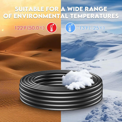 50ft 5/8” PVC Garden Hose, Black High Strength Flexible Water Hose-Versatile for Gardening, Agriculture, Industrial, Construction & Household Applications