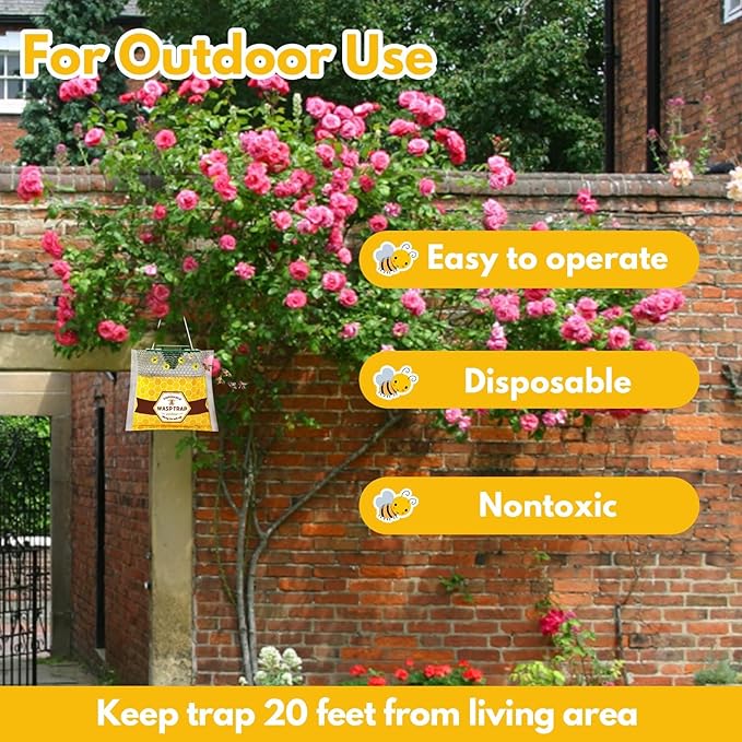 6 Pack Disposable Wasp Traps Outdoor Hanging Yellow Jacket Trap Carpenter Bee Traps for Outside Wasp Catcher Hornet Trap Bee Killer Fly Trap Bag for Bees, Bug