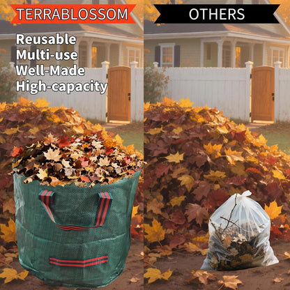 Yard Waste Bags 2 Pack 16 Gallon/72 Gallon Reusable Heavy Duty Leaf & Lawn Bags with 2 Handles for Leaves Grass Garden Debris (2x16 Gallons)
