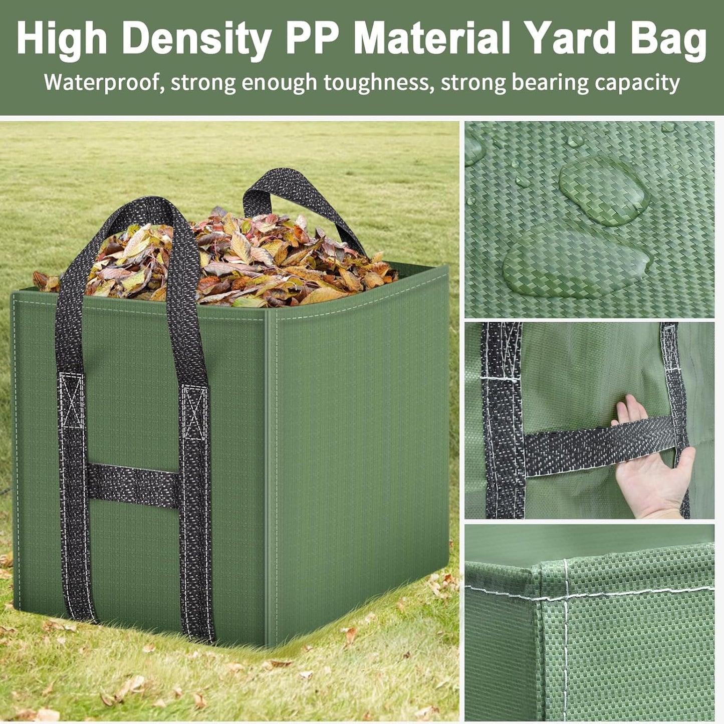 2-Pack 40 Gallons Reusable Yard Waste Bags, Upgrade Heavy Duty Foldable Garden Leaf Bag Lawn Bags Trash Bag Waste Container, Keep Upright (20.8" L × 20.8" W × 20.8" H)