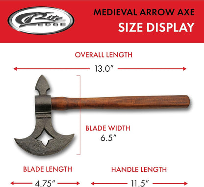 13" Wood Handle Carbon Steel Handcrafted Replica Medieval Axe