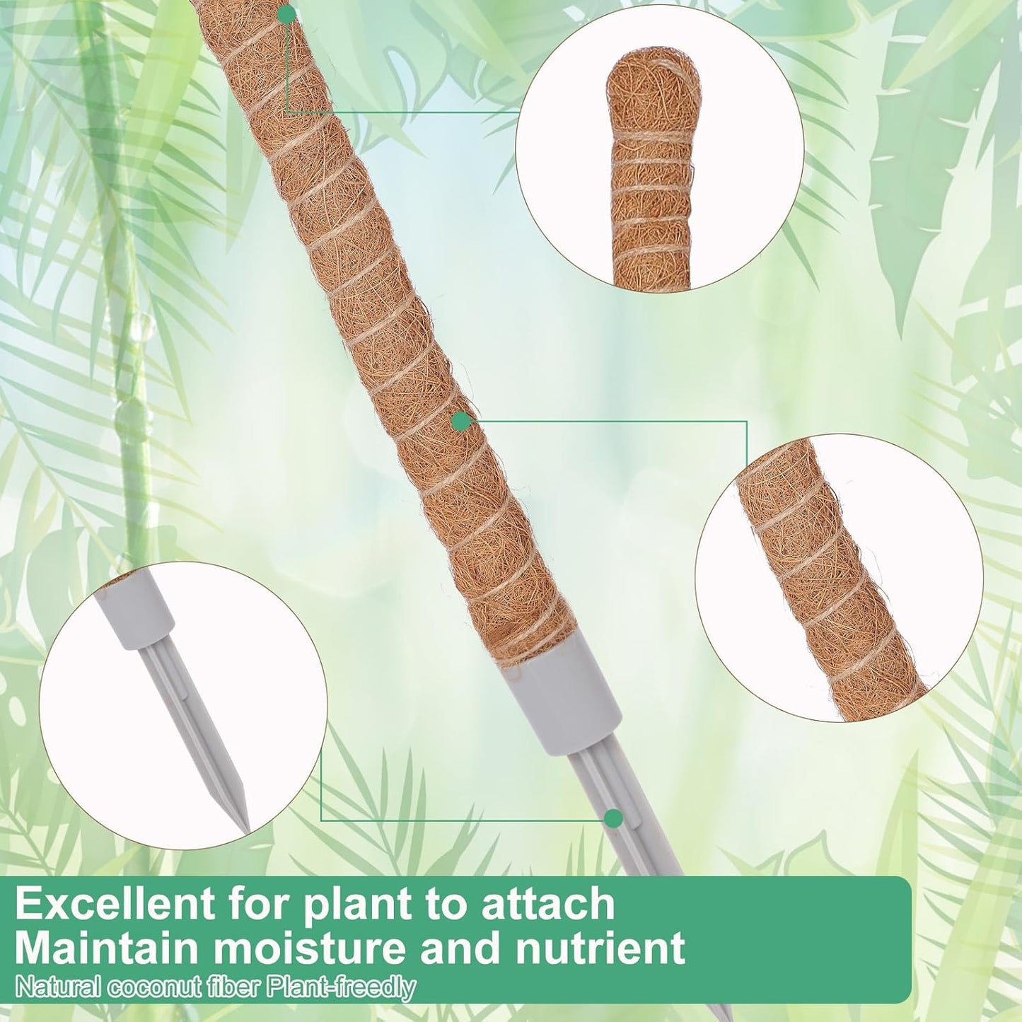 1 Pack Moss Pole, 28 Inch Monstera Plant Support, Moss Poles for Climbing Plants Indoor DIY, Coco Coir Plant Pole Moss Plant Stick Support Stake Kit for Potted Plants, Pothos, Philodendron