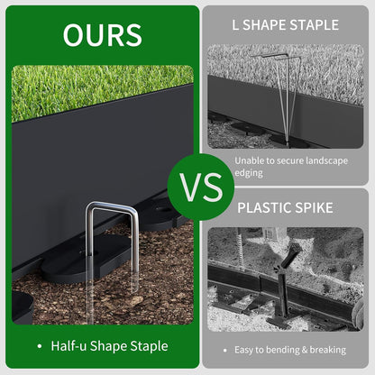 66FT Landscape Edging 2 in Tall with 70 Spikes, Garden Edging Border and 1 Hammer, Plastic Landscape Edging Border Lawn Edging for Landscaping, Flower Beds, Yard