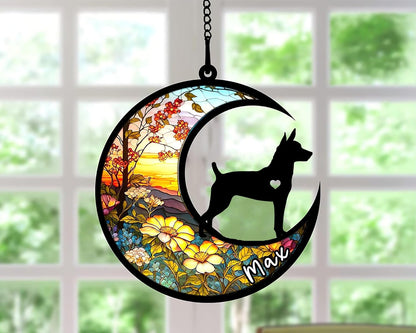 Personalized Dog Memorial, Custom Name Rat Terrier Dog Christmas Ornament with Name, Custom Breeds, Pet Loss Light Catcher, Gifts for Lovers Loss of Pet Sympathy on Mothers Day Christmas