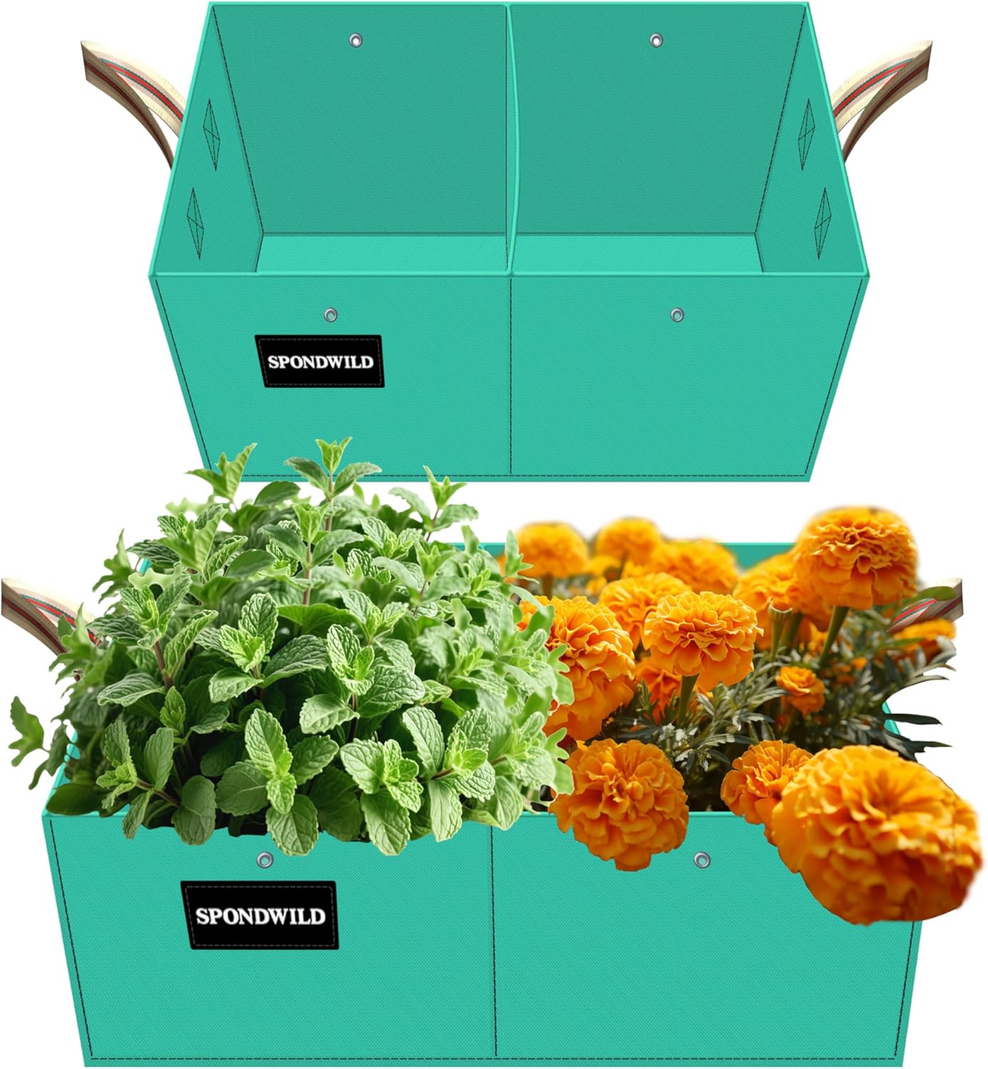 2 Pcs 6 Gallon Rectangle Grow Bags for Growing Potatoes, PE Pots Potato Pots Growing Containers Potato Planter Potato Planter for Growing Potatoes, Green
