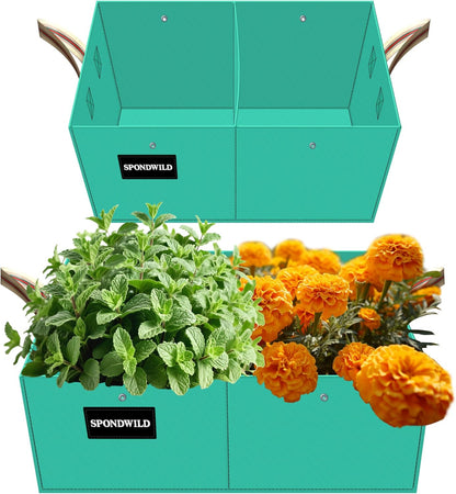 2 Pcs 6 Gallon Rectangle Grow Bags for Growing Potatoes, PE Pots Potato Pots Growing Containers Potato Planter Potato Planter for Growing Potatoes, Green
