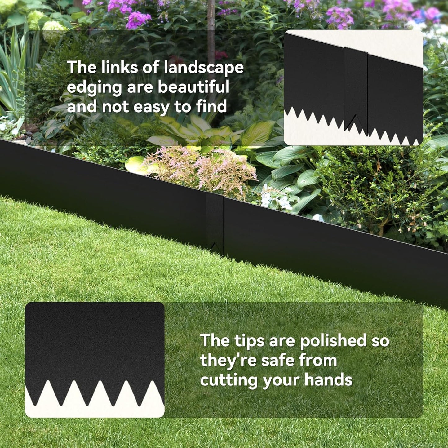 Landscape Edging Kit - 40" L x 6" H Each (20ft Total) Galvanized Bendable Metal Garden Edging for Lawn Yard- No-Dig Hammer-in Heavy Duty Metal Edging Border with 6 Clips