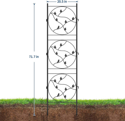 GarveeHome 2 Pack 71.7"H x 20.5"W Garden Trellises for Climbing Plants, Sturdy Plant Trellises with Black Metal Coating, Arched Outdoor Decoration for Patio Lawn, Roses, Vines, Flowers, and Vegetables