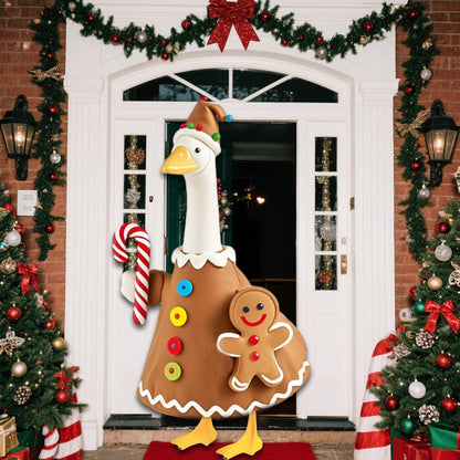 Christmas Gingerbread Porch Goose Outfit for Large 23" High Cement or Plastic Goose Statue, Yard Goose Cloths Decor for Outdoor Lawn Gaden Patio