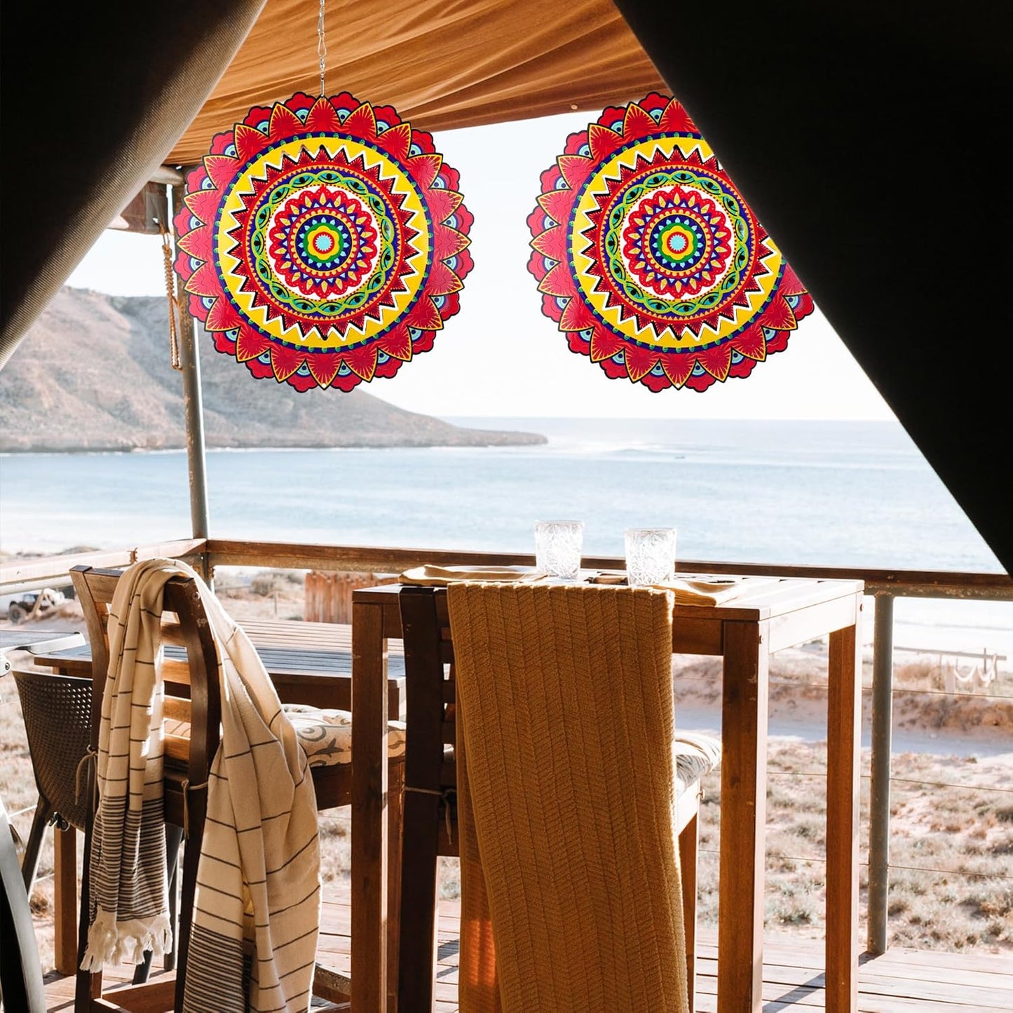 Garden Wind Spinners, 12 Inch 3D Stainless Steel Mandala Wind Spinner for Yard Garden Decoration Christmas Party Indoor and Outdoor Decoration