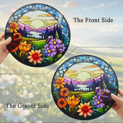9.8'' Stained Glass Window Hanging, Wildflowers Valley Sun Catcher for Windows Hanging Suncatcher Mother's Day for Women, Mom, Friends