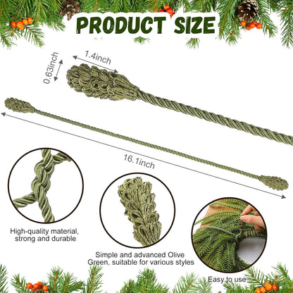Shappy 24 Pieces Christmas Garland Banister Ties Christmas Decorative Reusable and Flexible Twist Ties for Garland, Banister Home Decoration (Olive Green)
