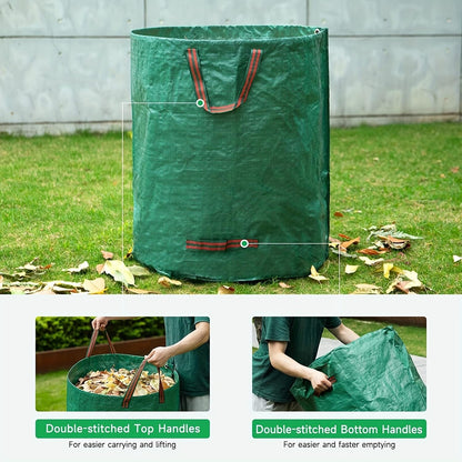 2-Pack 80 Gallon (33H x 26D Inches) Reusable Standable Yard Waste Bags with 4 Handles for Leaves, Debris, Grass Clippings, Garden Trash