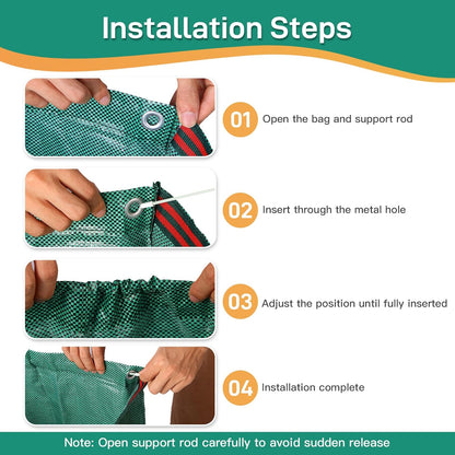 2 Pack 53 Gallon Reusable Yard Waste Bags, Dustpan-Type Lawn Bags, Collapsible Heavy Duty Leaf Bags, Standable Garden Waste Bags for Collecting Leaves, Lawn Grass, Clippings and Branches