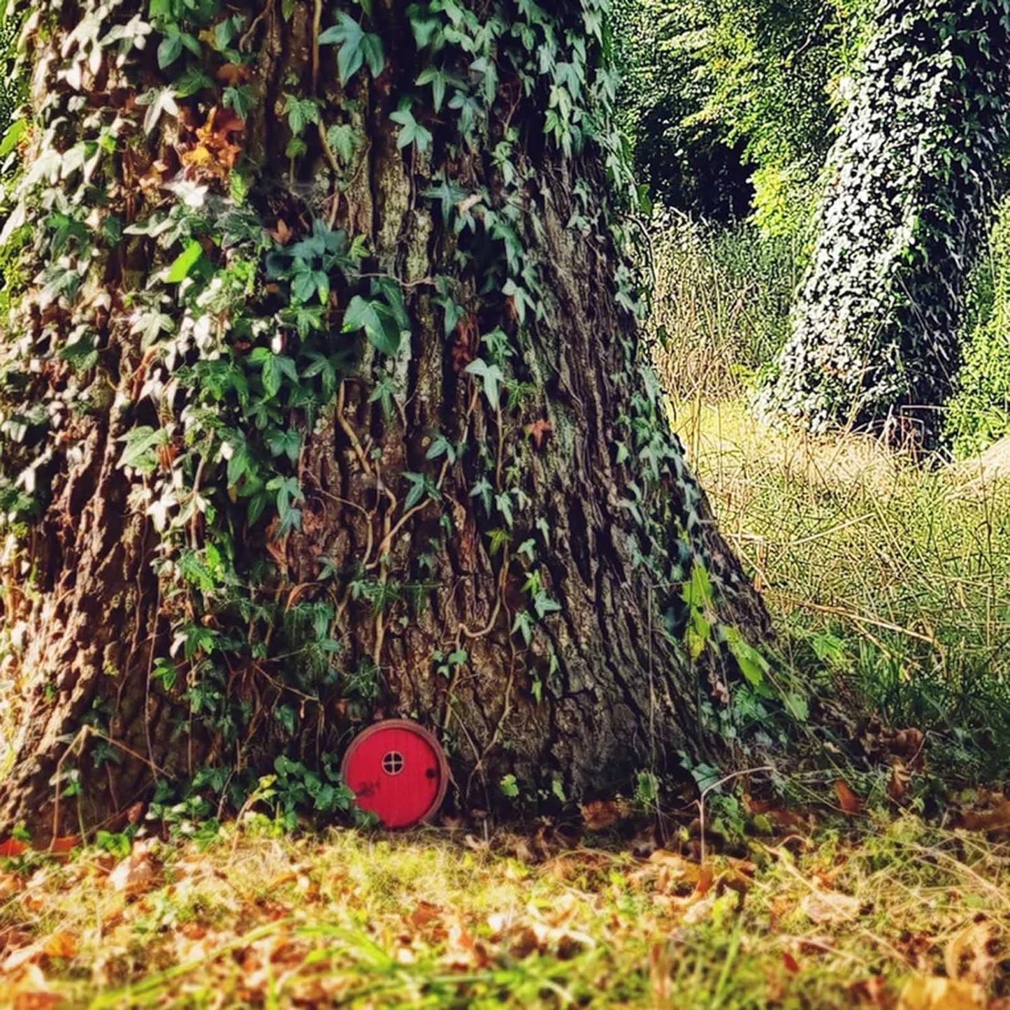 Red Fairy Garden Door,Tree Fairy Doors Decoration for Trees Outdoor and Tree Trunk,DIY Mini Garden Lawn Ornament Decor,Fairytale Tiny House Doors Mini Gift,Buildings and Structures Garden Miniatures