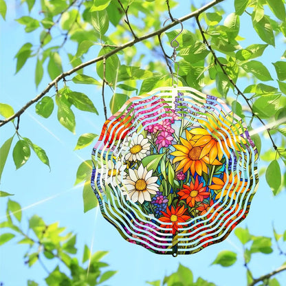 3D Flower Wind Spinner 10 Inch Garden Wind Spinners with Flower Designs for Yard Stainless Steel Flower Spinner with Unique Visual Effect Hanging Flower Wind Sculptures Garden Decor Gift