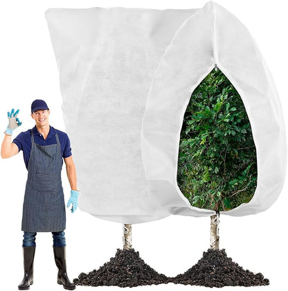 Plant Covers Freeze Protection 10 x 10 ft Extra Large Frost Cloth Plant Covers with Zipper Drawstring Winter Cold Weather Frost Blankets for Outdoor Palm Fruit Tree and Shrubs(White)