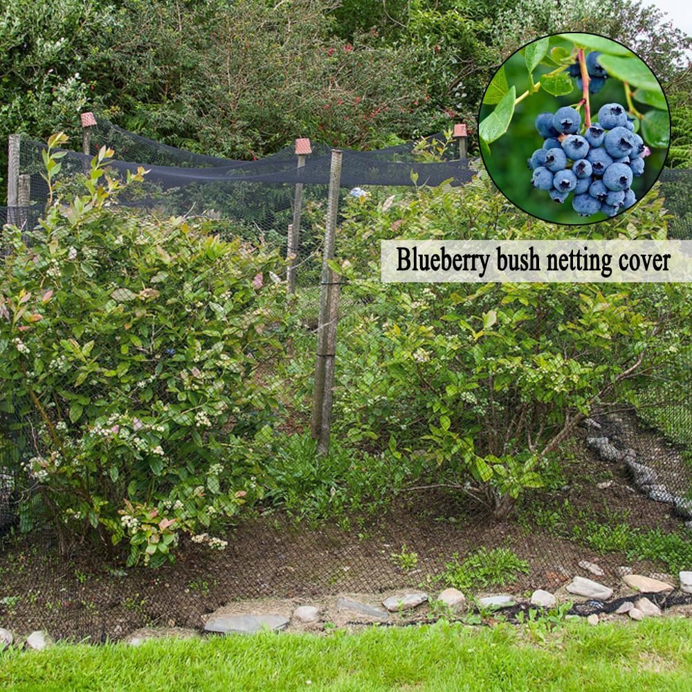 Junflying Bird Netting, 20x30 FT – 1/2" Mesh, Woven Black Netting for Garden Protection with Ties, Protects Vegetables, Fruit Trees, Blueberry Bushes & Strawberry Plants