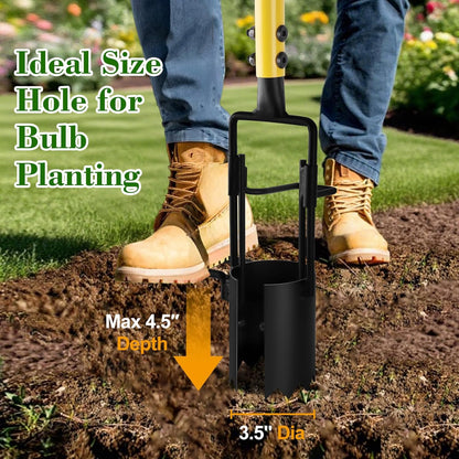 Bulb Planter Tool Long Handle, Plant Hole Digger with Soft Grip and Serrated Base, Heavy Duty 5-in-1 Sod Lawn Grass Plugger Tool Planting Digger Garden Transplanter for Tulips Iris Flower