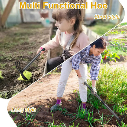 Garden Hoe, 2 in 1 Hand Hoe Garden Tools,60 Inch Long Handle,Garden Hoe and Cultivator for Weeding Cultivating Planting, Small Hand Rake Tiller for Flower Bed Gardening, Loosening Soil