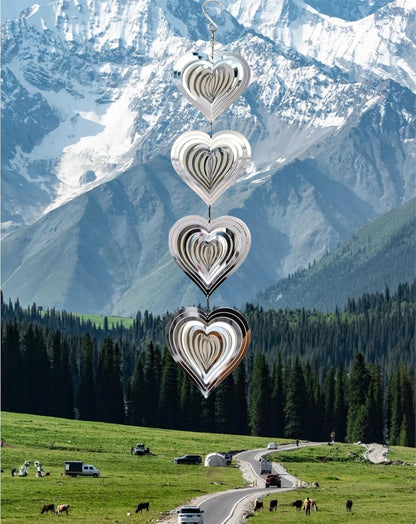 3D Wind Sculptures & Spinners Flowing-Light Effect Wind Spinners Outdoor Garden Decor Metal Square Wind Spinners Gifts for Mom, Women Wind Spinner (Continuous Love)