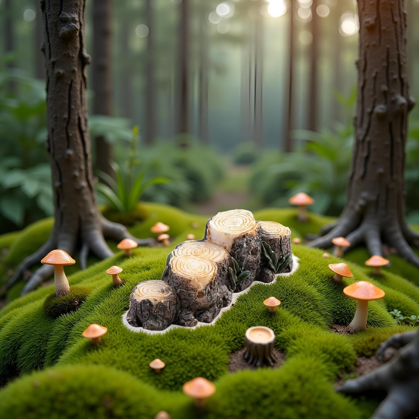 Miniature Resin Stump Micro Landscape Fairy Garden Ornament Mini Doll House Outdoor Landscape Decor Outdoor Statues Garden Sculptures Outdoor Décor Miniature Landscape