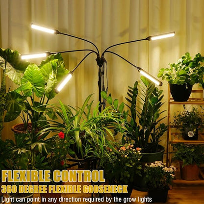 LED Grow Lights for Indoor Plants 5 Heads 450 LEDs Full Spectrum, Plant Lights for Indoor Growing with Stand, Plant Grow Lights with Auto 3/6/9/12/15/18H Timer for Indoor Tall Plants.