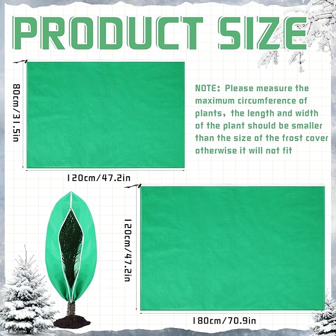 4 Pcs Plant Covers Freeze Protection Reusable Plant Protector with Zipper and Drawstring, Winter Bush Covers Freeze Protection from Cold Sun Frost Wind (Green)