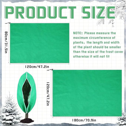 4 Pcs Plant Covers Freeze Protection Reusable Plant Protector with Zipper and Drawstring, Winter Bush Covers Freeze Protection from Cold Sun Frost Wind (Green)