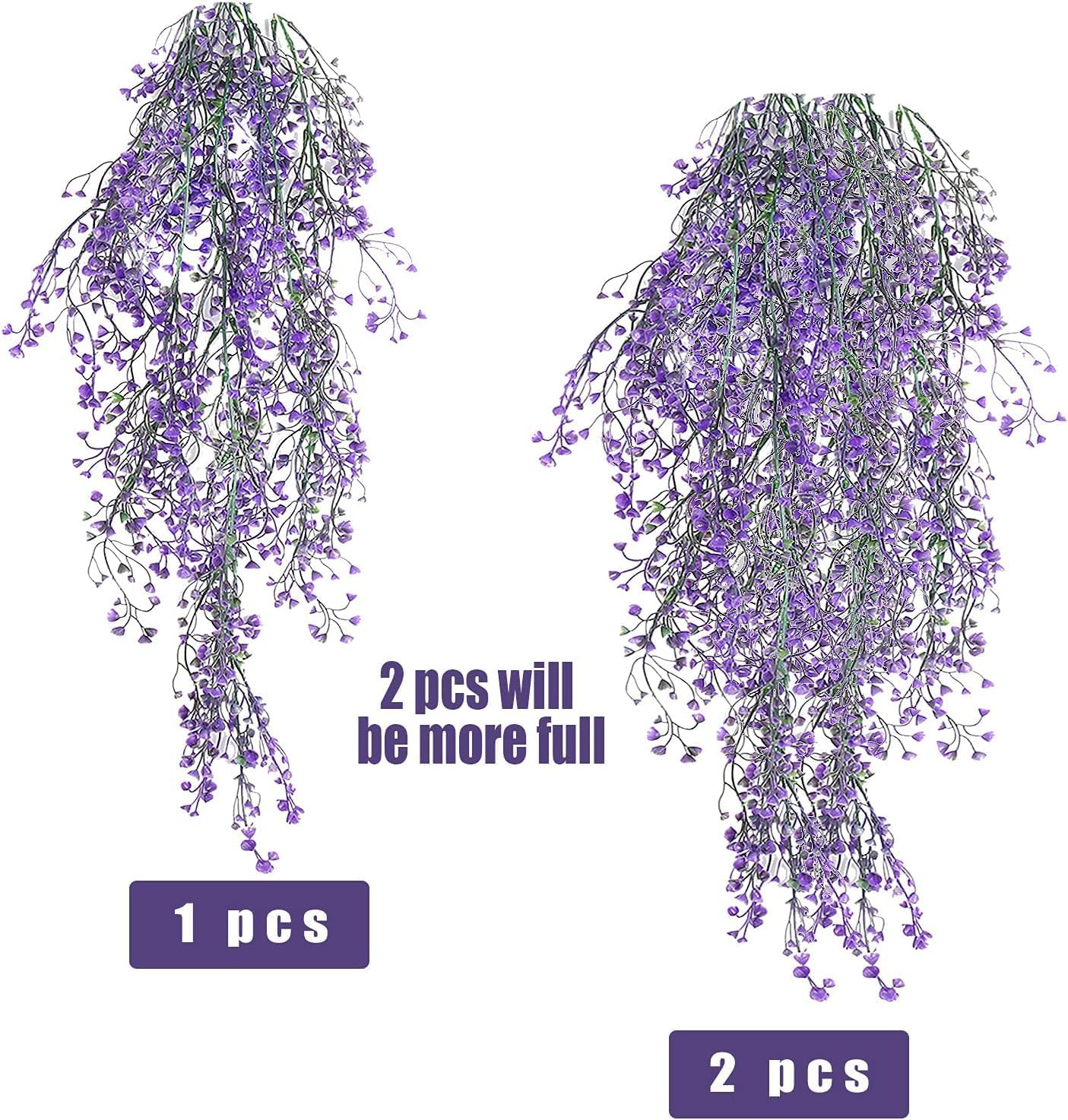 RECUTMS Artificial Hanging Leaves Plants 6Pcs Indoor Fake Flower Swags Faux Vines Ivy Leaves Plastic Greenery UV Resistant Plastic for Wall Wedding Party Porch Garden Decoration(Purple)