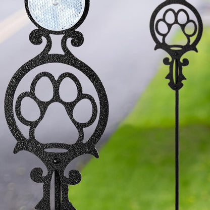 Touch of Class Pathways Reflective Driveway Marker Stake Set of Two for Outdoor Use | Paw Print Design | Personalized Tall Reflector Set of 2 | Black Durable Finish