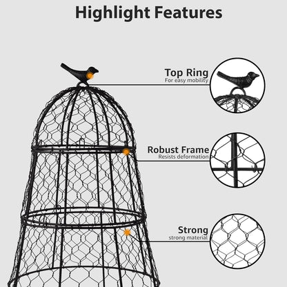 Pack of 6 Heavy-Duty Chicken Wire Plant Cloches – Rustproof Garden Protectors and Plant Cages for Vegetables and Flowers – Safeguard Plants from Deer and Critters – 20” x 12”