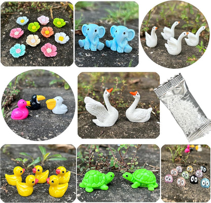 Mini Fairy Garden Accessories 103 PCS Mini Resin Animals for Terrarium Decor Bulk Miniature Garden Accessories for Potted Landscape and Dollhouse Fairy Garden Kit for Outdoor Decor