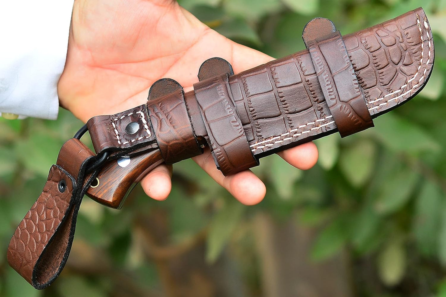 Bushcraft knife, Hunting Knife with Sheath, Belt Knife with Rosewood Handle, High Carbon Steel Blade Knife (Beast)