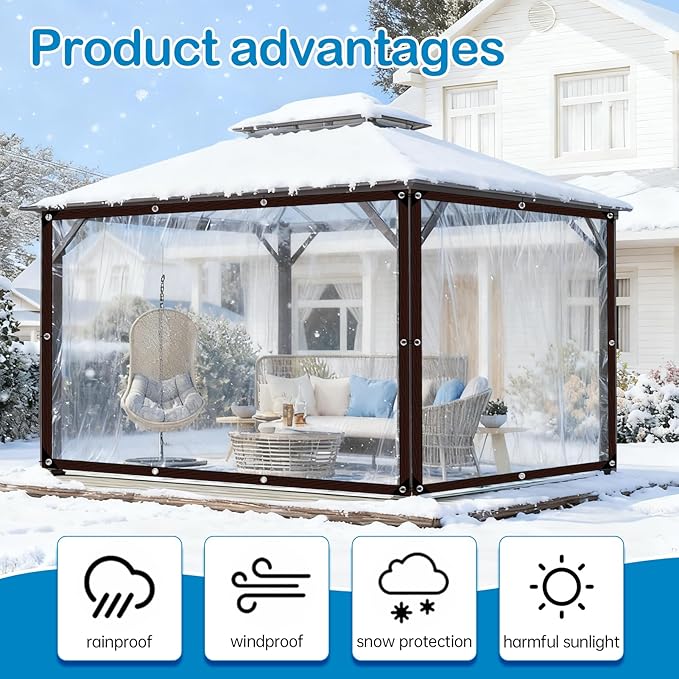 Clear Tarp Waterproof 7x10FT, Transparent Waterproof Tarp with 1 Rolls Ropes Anti Tear for Outdoors Clear Plant Covers for Covering Firewood Piles Patio Furniture Dog or Chicken Coops