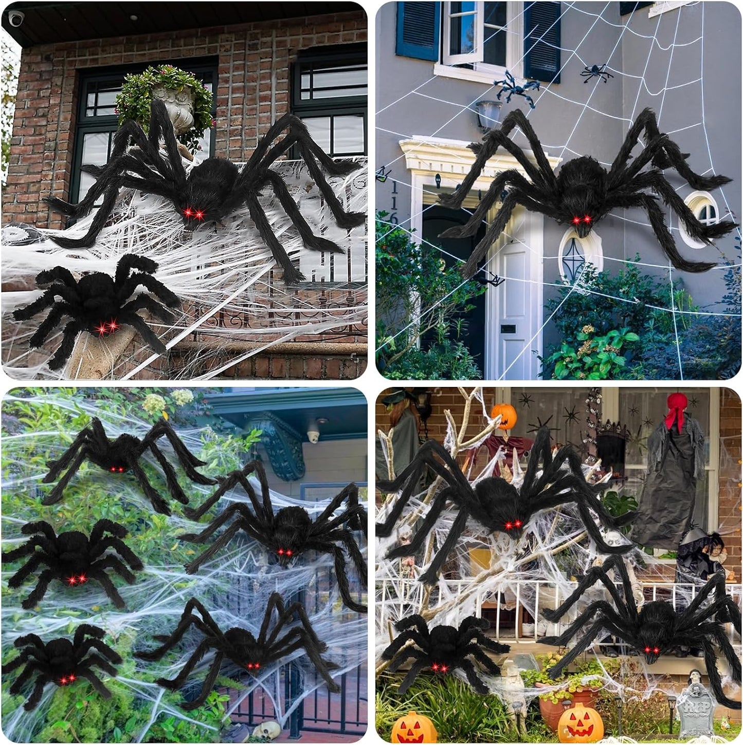 Halloween Giant Spider Decorations: 12/20/30/35/49 Inches Large Fake Scary Hairy - 5PCS Huge Plush Toy Props for Indoor Outdoor Creepy Lawn Garden Decor Black