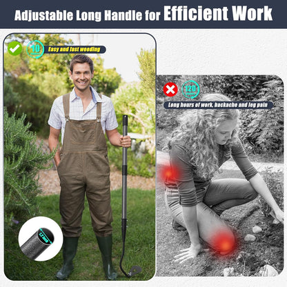 Hoe Garden Tool, Hollow Hoe with 85 Inch Long Handle, Adjustable Manual Weeder Heavy Duty Garden Hoe for Weeding, Digging, Hoeing, Cutting and Loosing Soil