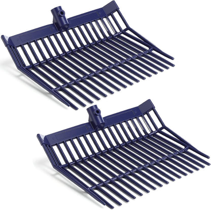 Lasnten Manure Fork Replacement Head, 18 Tines Pitchfork Head with Screws and Nuts, Horse Manure Rake for Picking up Grass and Hay (Navy,2 Pcs)
