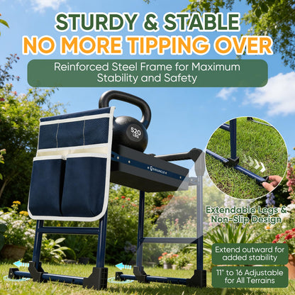 TITIUNCLE Garden Kneeler and Seat, Heavy Duty Foldable w/Soft Kneeling Pad