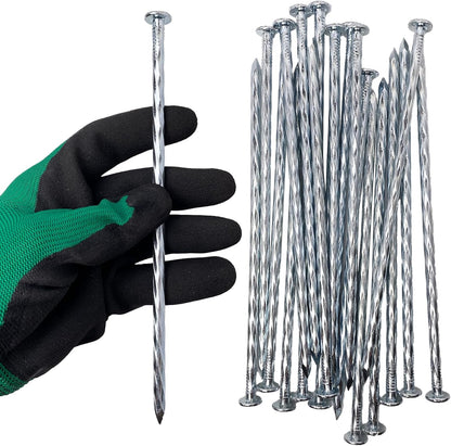 Artificial Turf Stakes Galvanized Spiral Landscape Spikes 8IN Weed Barrier Fabric Stakes for Paver Edging, Gardening Lawn Edging, Carpentry and More (20 PC)