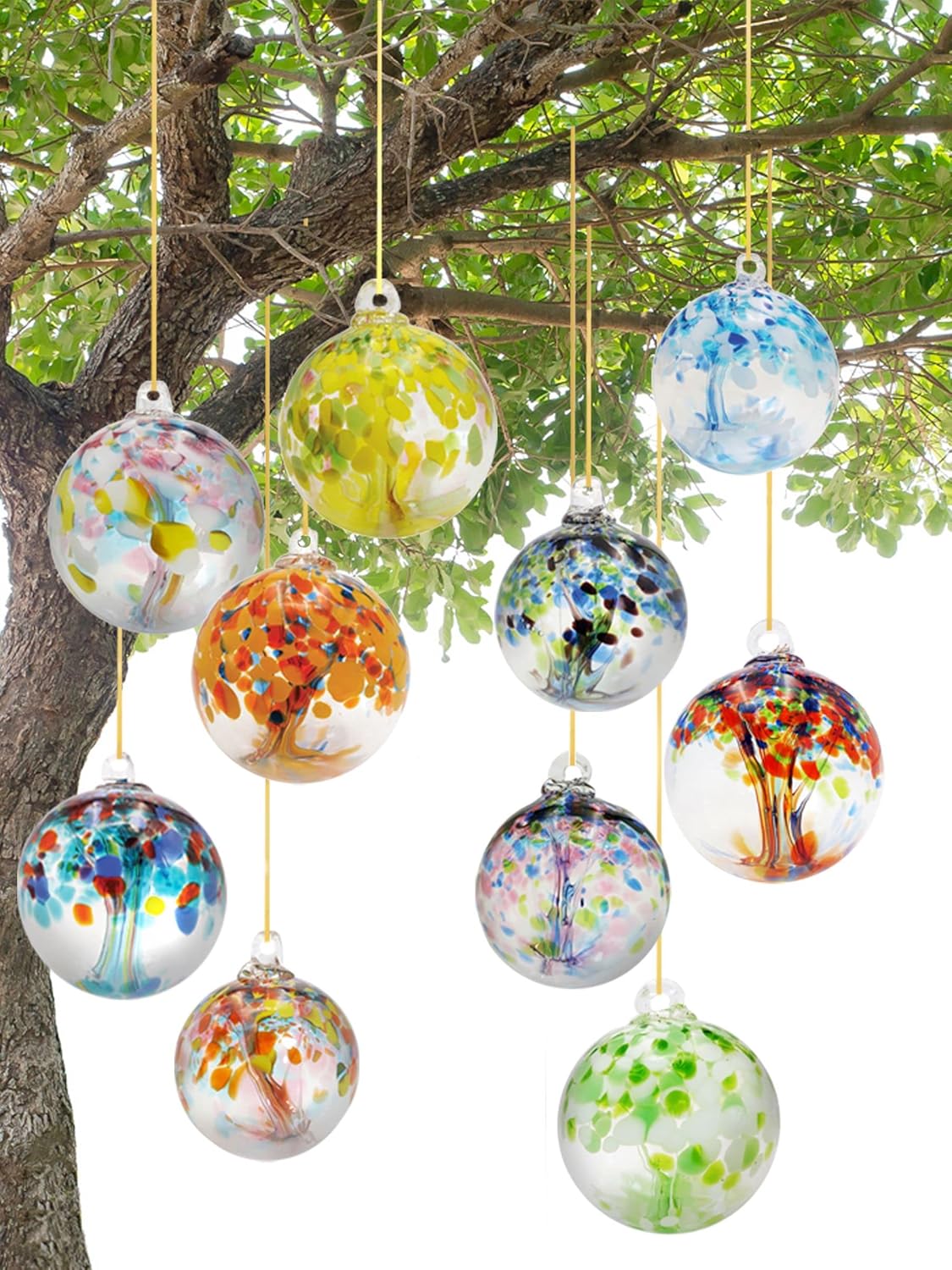 Dale Tiffany Hand Blown Glass, 6" Diameter Mystic, Tree of Life Collection, Witch Globe Hanging Garden Indoor/Outdoor Decorative Ornament Gazing Ball