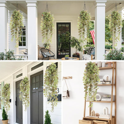RECUTMS Ivy Vine Artificial Hanging Plants 39.4 Inch Faux Plastic Leaves Greenery Bushes for Shelf Home Office Bathroom Farmhouse Garden Decor