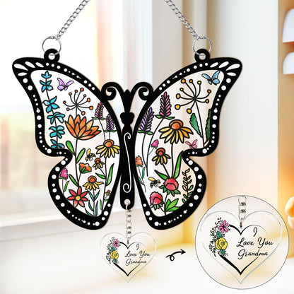 Macorner Gifts for Grandma Acrylic Window Hanging Suncatcher Butterfly, Birthday I Love You, for Nana From Kids Grandkids, Home Decor