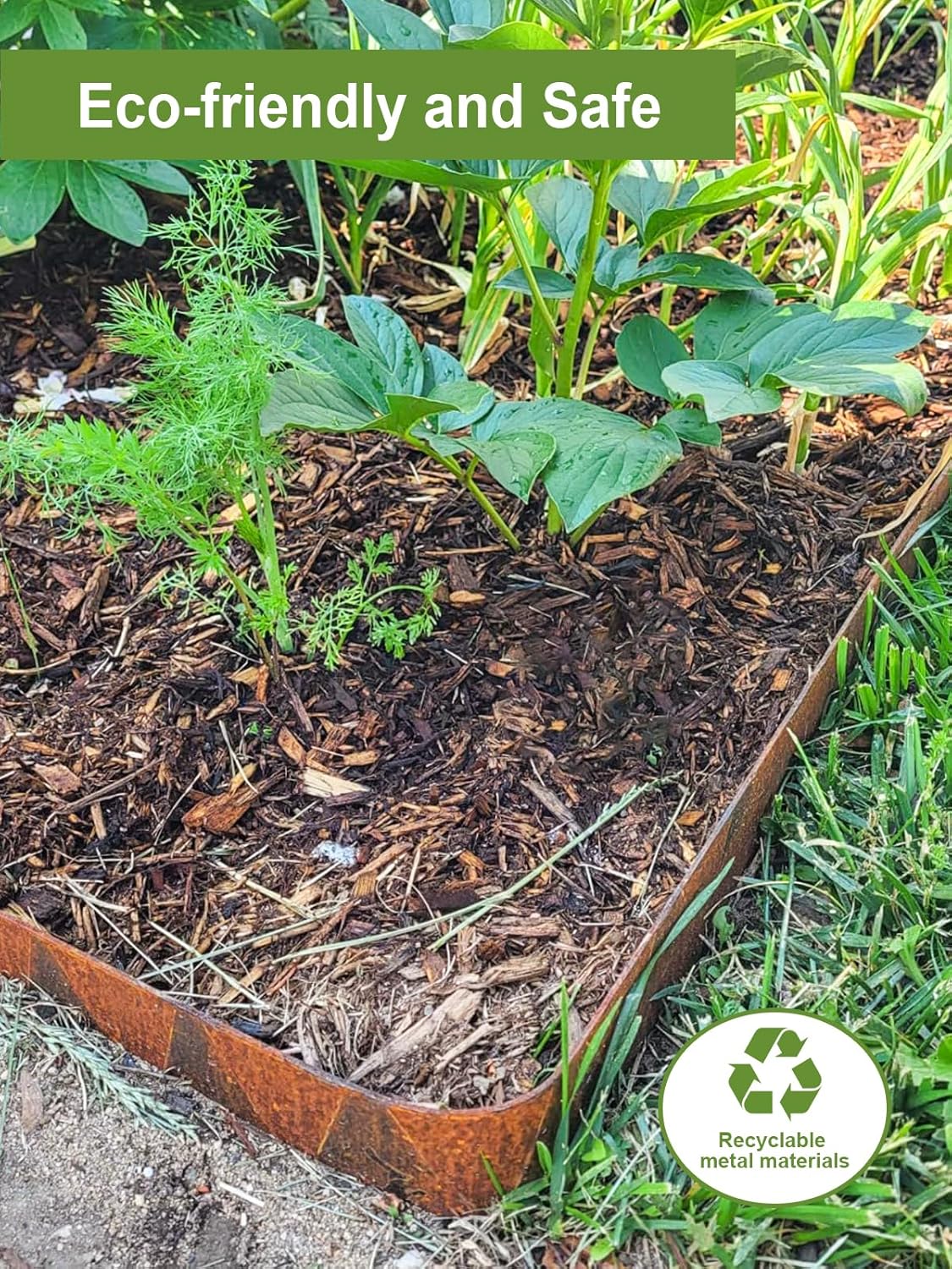 Landscape Edging Border, 40" L x 4" H 3Pack(10FT Total Rusted Corten Steel Garden Edging with Spikes, Sturdy Elegant Metal Lawn Broder for Flower Beds, Pathways, Paver Edges and Yard